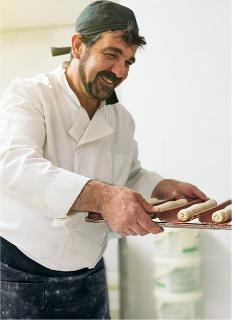 baker with dough